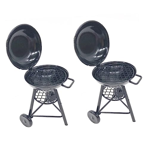 Milisten 2 Stück Mini-Grill für kinderspielzeug Szenenmodell terassendeko weihachtsgeschenk Puppenhausofen Ofenmodell kleines Ofendekor Outdoor-Szene Eisen Black von Milisten