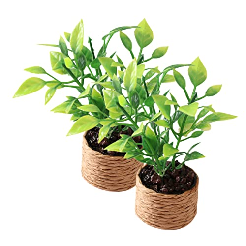 Milisten 2 Stück Mini-Orangenbaum Kleiner Blumenpot Blumentopfdekoration Mini-Pflanzenspielzeug Miniaturhausdekorationen kleine Topfornamente Mini-Hausfiguren Kleine Pflanzen Plastik von Milisten