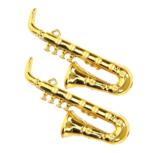 Milisten 2 Stück Mini-Saxophon Puppe Retro Miniaturen Stütze Klein Realistisch Instrument Dekoratives Kinderspielzeug Simulierte Saxophonverzierung Hausdekoration Plastik Golden von Milisten