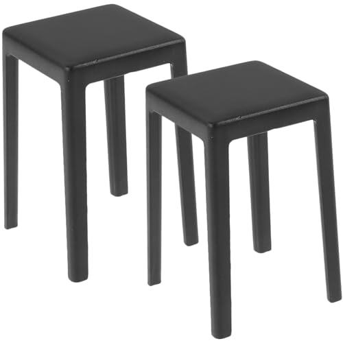 Milisten 2 Stück Mini-hockerstuhl Puppe Miniatur Mini-hocker Aus Kunststoff Modell Eines Mini-kunststoffhockers Mini-haushocker Plastik Black von Milisten