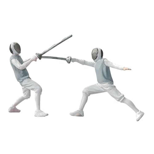 Milisten 2 Stück Miniatur Fechtfiguren Realistische Resin Modelle für Diorama Szenen Fechtmatch Sammlerfiguren Detailgetreu Kleine Dekoration von Milisten