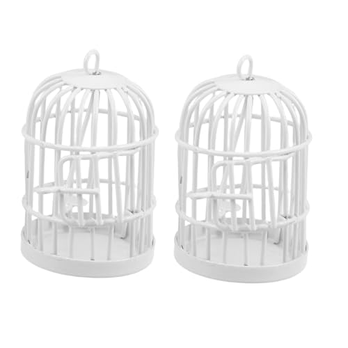 Milisten 2 Stück Miniatur Vogelkäfig aus Metall Halboffen Hängend Dekorativ für Puppenhaus Feengarten und Micro Landschaft Langlebig Vielseitig Einsetzbar als Tisch und Wanddeko von Milisten