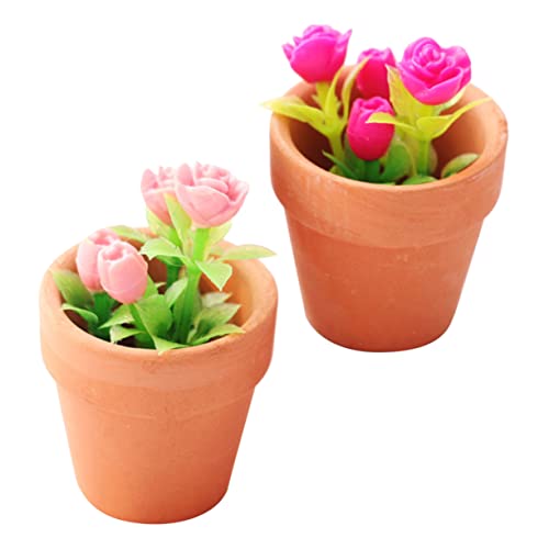 Milisten 2 Stück Miniaturmöbel bastelset für Flowerpot blummentopf mockin Pflanze Zubehör für Puppenhäuser Mini Blumenmodell Kleiner Bonsai Keramik von Milisten