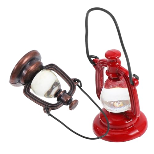 Milisten 2 Stück Petroleumlampe Modell Dekoration Miniatur klein Mini-Puppenhaus Hausmöbel Puppenhauslichter Puppenhaus Lichtmodell Lichter für Puppenhaus Mini-Petroleumlampe Legierung von Milisten