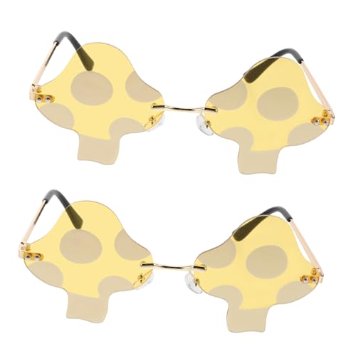Milisten 2 Stück Pilz Sonnenbrillen Unisex Retro Frameless Design Uv Schutz Party Brille Cartoon Stil Festival Cosplay Accessoire für Sommer und Kostüme von Milisten