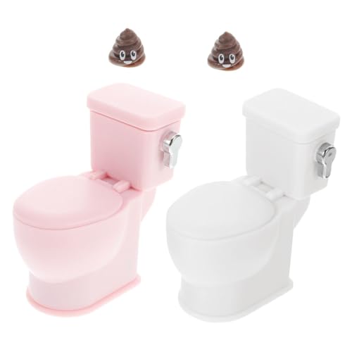 Milisten 2 Stück Puppenhaus-Modell Puppenhaus Mini-Toilette Miniatur-Requisiten, Badezimmer-Miniatur Toilettenmodelle Mini-toilettenspielzeug Puppenhaus-badezimmerzubehör Plastik von Milisten