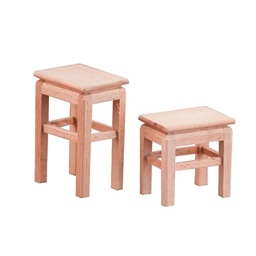 Milisten 2 Stück Puppenhausdekoration Miniatur-Stuhlfiguren Mini-Holzsitz kleine Holzmöbel Mini Kleiner Sitz Hölzern von Milisten