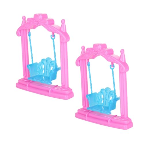 Milisten 2 Stück Puppenhausschaukel Fotografie-Requisiten Puppenhausverzierung Mini-hängesessel-Ornament DIY Mini Werkzeuge Mini-hausschmuck Miniaturdekor Rosa Plastik von Milisten