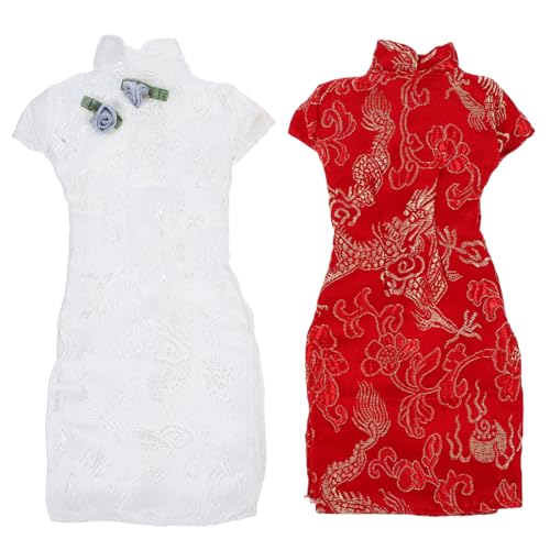 Milisten 2 Stück Puppenkleidung Teiliges Cheongsam für Puppen Elegante Kostüme für Mädchen Weiche und Waschbare Outfits Zubehör für Puppenliebhaber von Milisten