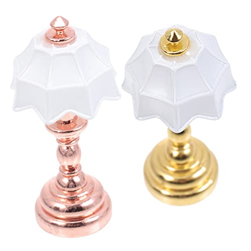 Milisten 2 Stück Puppenstuben-Tischlampe klein Nachtlicht Schlafzimmer Miniatur-Nachttischlampe kreative Minilampe Miniaturlampe Exquisite Mini-Lampe Mini zartes Nachttischlicht Eisen von Milisten