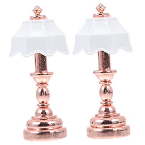 Milisten 2 Stück Puppenstuben-Tischlampe puppenhaus Lichter Puppenhauslampe Party lampenschirm tischlampe nachttischlampe Mini-Stehlampenmodell kleine stehlampe Eisen von Milisten