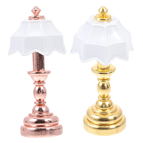 Milisten 2 Stück Puppenstuben-tischlampe Bett Mini-Light-Modell Schlafzimmer Nachtlampen Puppenhaus Licht Winzig Puppenhaus-akzent-tischlampe Nachtlicht Miniaturlampen Fee Eisen von Milisten