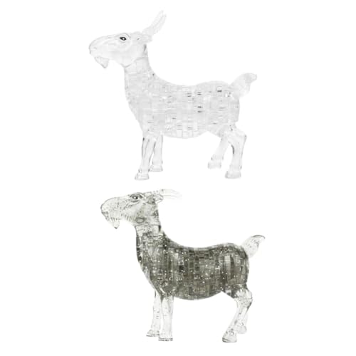 Milisten 2 Stück Puzzle Ziegenfigur Kristallklar Transparent Dekorative Tierstatue für Wohn Arbeitszimmer als Modernes Geschenk zu Weihnachten und Besonderen Anlässen von Milisten