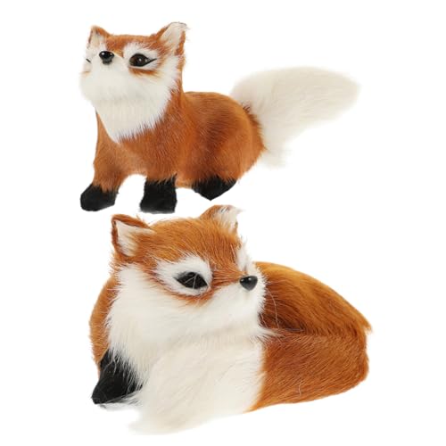 Milisten 2 Stück Realistische Fuchsfiguren aus Hochwertigem Material Langlebige Cartoon Tierornamente Dekorative Heimdeko für Fenster Bäume und Kinderzimmer Kindgerechtes von Milisten