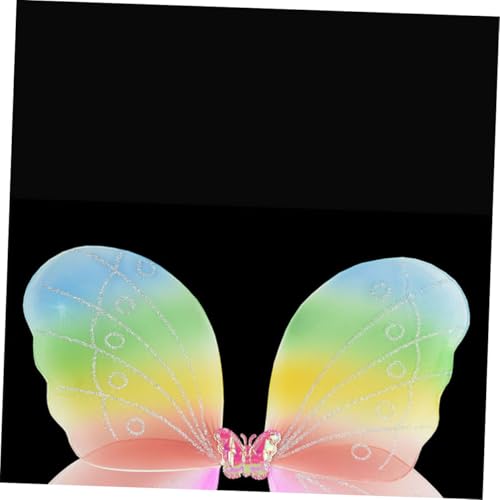 Milisten 2 Stück Schmetterlingsflügel Bunte Elfenflügel Kostüm für Mädchen Leichte Stoffflügel mit Trageband für Halloween Geburtstagsfeier Bühnenauftritt und Fotografie von Milisten