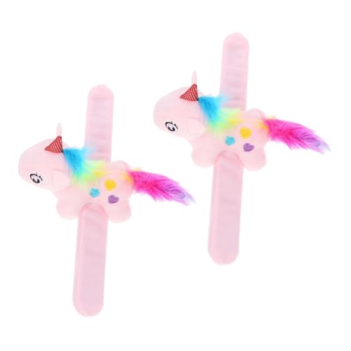Milisten 2 Stück Schnapparmband mit Plüsch Einhorn Dekoratives Tiermuster Armband für Kindergeburtstagsfeiern Leichtes Partyzubehör mit Niedlichem Stofftier Design von Milisten