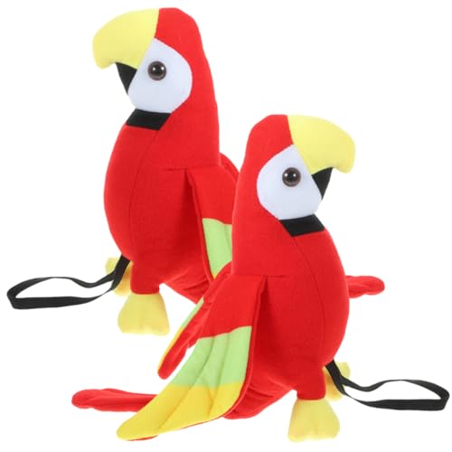 Milisten 2 Stück Schulterpapierpuppe Träger Vogel Auf Ausgestopft Kostüm Papagei Piraten-Cosplay-zubehör Piratenvogel-Requisite Rot Plüsch von Milisten