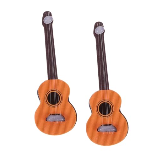 Milisten 2 Stück Simulation Gitarre kleine Gitarre Holz Gitarrenmodell Puppe Gitarren-Desktop-Ornament Mini-Hausbedarf Mini-Gitarrendekor aus Holz hölzern Light Brown von Milisten