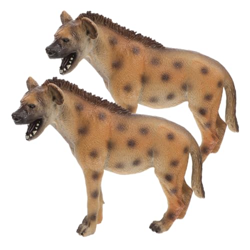 Milisten 2 Stück Simulierte Hyänen Figuren aus Kunststoff Realistische Wildtiermodelle für Bildungszwecke Spiel und Sammlungen von Milisten