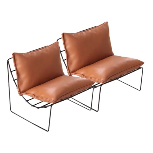 Milisten 2 Stück Sofastuhl Aus Schmiedeeisen Modell Puppenhausmöbel Kleines Hauszubehör Puppenstuhl Miniaturstuhl Modell Puppenmöbel Mini Hausdekoration Hellbraune Legierung von Milisten