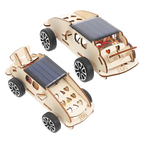 Milisten 2 Stück Solarauto -Modell Auto-bausatz DIY -autospielzeug Solarsystem -kit -Modell DIY Rc-car-bausatz Bauen Rc-car-bausätze Zum Selbstbauen Stammbau Hölzern von Milisten