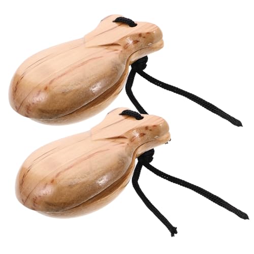 Milisten 2 Stück Spanische Kastagnetten aus Holz Musikspielzeug für Musikinstrumente Kastagnetten-Schlaginstrument Hand-Finger-Kastagnetten kastagnetten Instrument Beige von Milisten