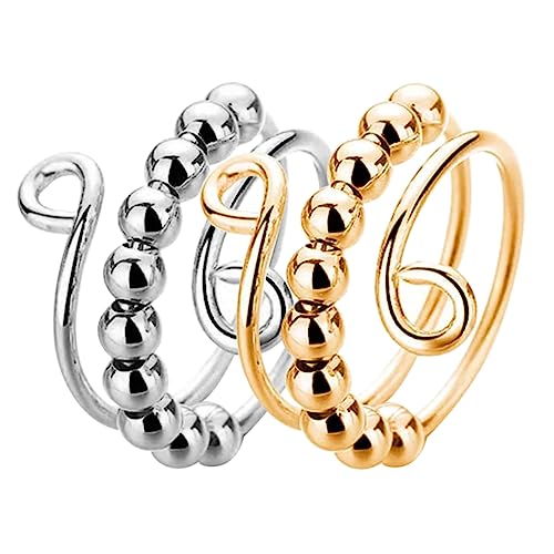 Milisten 2 Stück Stressabbauring Zappelringe für Frauen Sorge ruhig Erwachsene zarter Spannungsring tragbarer Fingerring Stressring dekorativer Fingerring Metall Milisten 2 Stück Stressabbauring Zappelringe für Frauen Sorge ruhig Erwachsene zarter Spannungsring tragbarer Fingerring Stressring dekorativer Fingerring Metall von Milisten