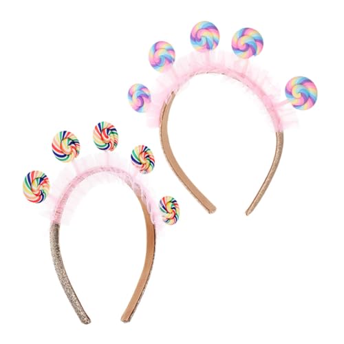 Milisten 2 Stück Süßes Lollipop Haarbänder für Mädchen Rosa Stirnband mit Feiner Verarbeitung Prinzessinnenhaftes Design für Geburtstagsfeiern und Freizeitparks Festliches Party Accessoire von Milisten