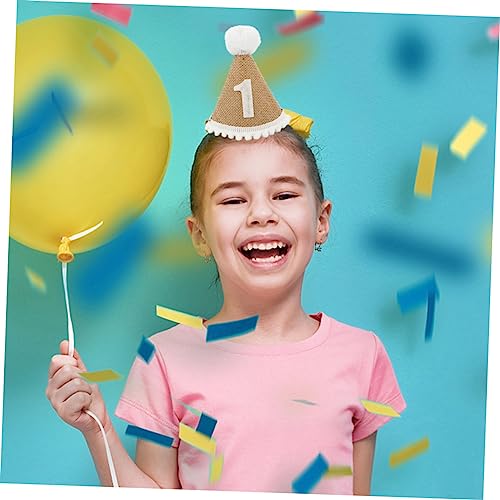 Milisten 2 Stück Teiliges Geburtstagsmütze aus Hochwertigem Leinen Geburtstag mit Niedlicher Bommelverzierung Sichere Kopfbedeckung für Junge Mädchen und Kleinkinder für von Milisten