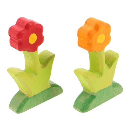 Milisten 2 Stück Teiliges Holzblumen mit Geschnitzten Blöcken Kreatives DIY Spielfigurenset für Fördert Fantasie Pädagogisches Holzspielzeug für Eltern Junge Mädchen Interaktion und von Milisten