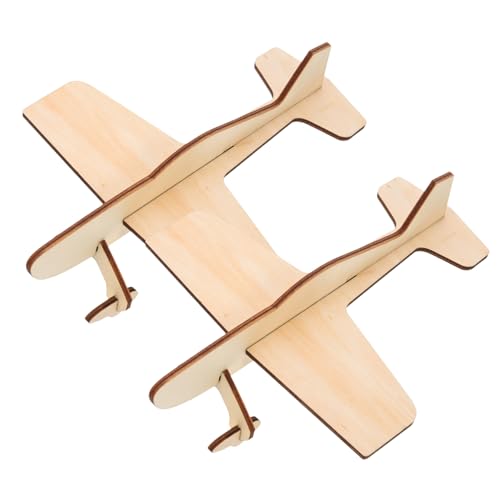 Milisten 2 Stück Teiliges Holzflugzeug Modellbausatz DIY Puzzle zum Selberbauen für Jungen Mädchen Lernspielzeug Kreatives Handwerk von Milisten