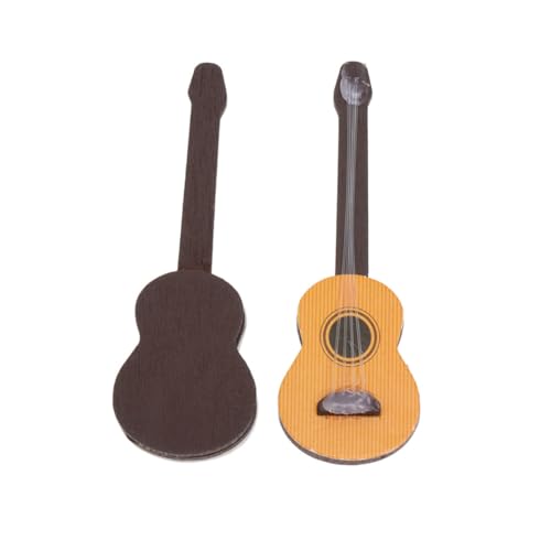 Milisten 2 Stück Teiliges Miniatur holzgitarren Dekoratives Musikinstrument Accessoire für Puppenhäuser Detailreich Verarbeitet Langlebig Desktop Ornament für Musikliebhaber von Milisten