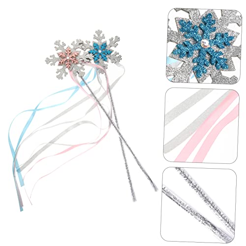 Milisten 2 Stück Teiliges Schneeflocken Zauberstäbe mit LED Licht Winter Party Cosplay Zubehör für Mädchen und Erwachsene Handliche Prinzessinnen Dress Wands als Partygeschenke von Milisten
