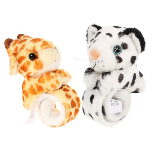 Milisten 2 Stück Teiliges weiches Schnapparmband mit Giraffen Schneeleoparden Motiv Weiches Plüscharmband Kinderfreundlich Leicht Anzulegen als Partygeschenk und Mitgebsel von Milisten