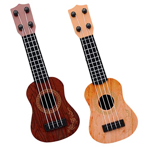 Milisten 2 Stück Ukulele Realistische Mini Gitarre für Musikinstrument zur Musikalischen Früherziehung Gelb und Braun für Familienfeiern für Kleine Musiker von Milisten