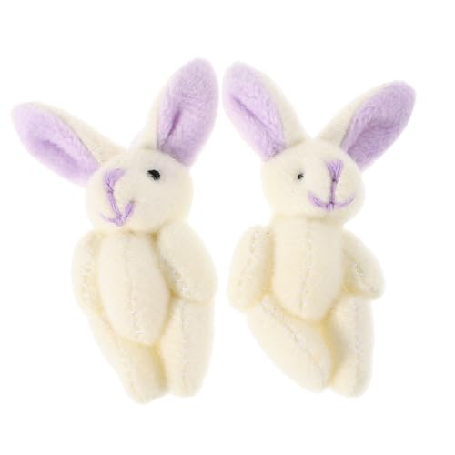 Milisten 2 Stück gemeinsames Kaninchen Ostern-Plüschkaninchen Mini Plüsch Kaninchen Osterhasen-Partygeschenke Hochzeitshasendekorationen kleine Hasenpuppe kurzer Plüsch Lavendel von Milisten