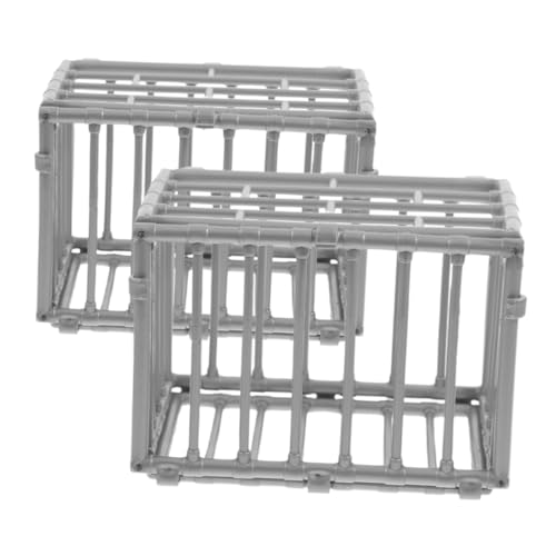 Milisten 2 Stücke Modell Käfig Kaninchen Kleine Hutch Stift Shelter Mini Figur Display Modell Abs Grau von Milisten