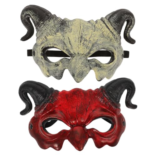 Milisten 2-teilige Teufelsmasken: Gehörnte Dämonen-halbgesichtsmaske für Halloween-partys, Gruseliges Maskeraden-accessoire für Cosplay-kostümveranstaltungen für Erwachsene von Milisten