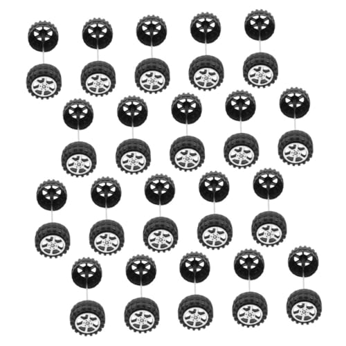 Milisten 20 Sätze Modellradachse Set Automodellräder 1/64 Räder Mini-Fahrzeugrad Autospielzeug Spielzeugreifen RC-Spielzeugteile Auto Spielzeugteile Rostfreier Stahl Black von Milisten