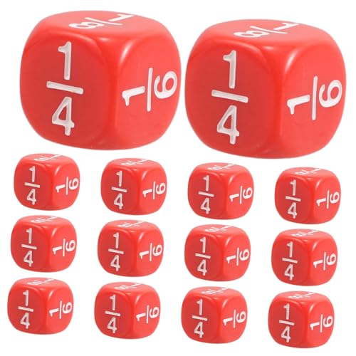 Milisten 20 Stück Bruchwürfel DIY- Home -klassenzimmer DIY Leere Bar Würfelspiel Solide -Ornament Würfeln Mathe-Spiele Rechenwürfel Brettspiele Acryl Rot von Milisten