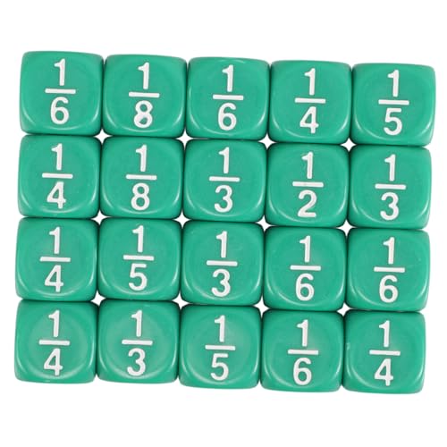 Milisten 20 Stück Bruchwürfel Für Das Klassenzimmer Solide Standard-spielwürfel Mathe-Spiele Rollenspiel Würfelspielzeug Mathe-formblöcke Green Acryl von Milisten