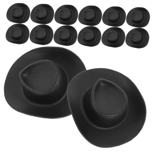 Milisten 20 Stück Cowboyhutspielzeug Schmücken Figur Mini Party Winzig Hüte Puppe Kleiner Hut Mall-Hut Gewebter Hut DIY-bastelmützen-Requisite Schwarz von Milisten