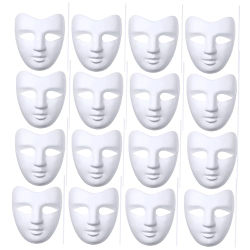 Milisten 20 Stück DIY Papiermasken Weiße Leere Bastelmasken zum Bemalen für Cosplay Maskerade Halloween und Kreative Partys Handgefertigte Papiermasken für Designs von Milisten