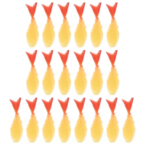 Milisten 20 Stück Gefälschte Mini Requisiten Aus Japanischen Garnelen Lebensechte Tempura Modell Simulation Meeresfrüchte Display Dekoration Für Puppenhaus Küchenbedarf von Milisten