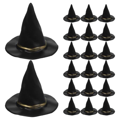 Milisten 20 Stück Kleine Hexenhüte für Halloween Miniatur Hüte für Getränke Puppenhaus Dekoration und Diy Bastelprojekte Realistische Schwarze Hexenhüte für Partys und Kreative Anwendungen von Milisten