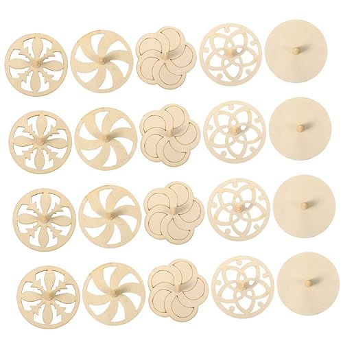 Milisten 20 Stück Kreiselspielzeug Aus Holz Unvollendet Gyro - Lehrreich Unfertige Gyroskope Basteln Unfertige Oberteile Spinnen Bastelkreisel Golden Hölzern Zufällige Farbe von Milisten