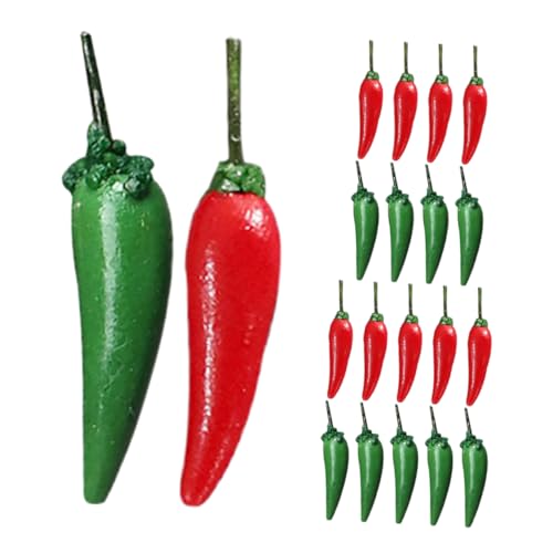 Milisten 20 Stück Mini Chili Modell Pfeffer Puppenhaus Lebensmittel Simulation Dekorationen Künstliches Gemüse Realistisches Obst Gemüse Puppenhaus Obst Puppenhaus Zubehör von Milisten