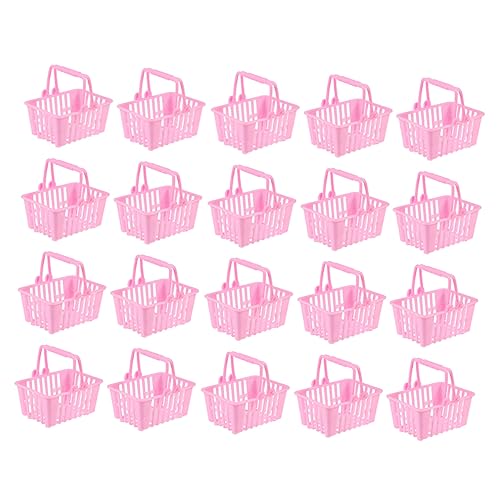 Milisten 20 Stück Mini Einkaufskorb Für Kleines Zum Einkaufen Kleiner Einkaufswagen Einkaufskorb Miniatur Einkaufskörbe Mit Griffen Winziger Rosa Kunststoff von Milisten