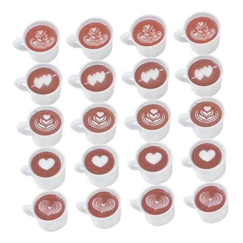 Milisten 20 Stück Mini-Kaffeetasse Kaffeetasse Puppenhaus Mini -Puppenzubehör Dollhouse Decor Kaffeetassen-Anhänger winzige Kaffeetassen winzige Reize Mini-Puppenhauszubehör Harz Weiß von Milisten