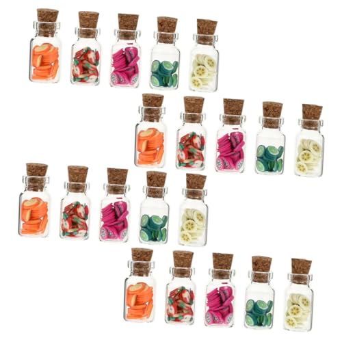 Milisten 20 Stück Mini Lebensmittelzubehör Dekoration Mikro Obstglas Modell Miniatur Obstglas Puppenhaus Obstglas Puppenhaus Ornamente Miniatur Obstflasche Mini Glas von Milisten